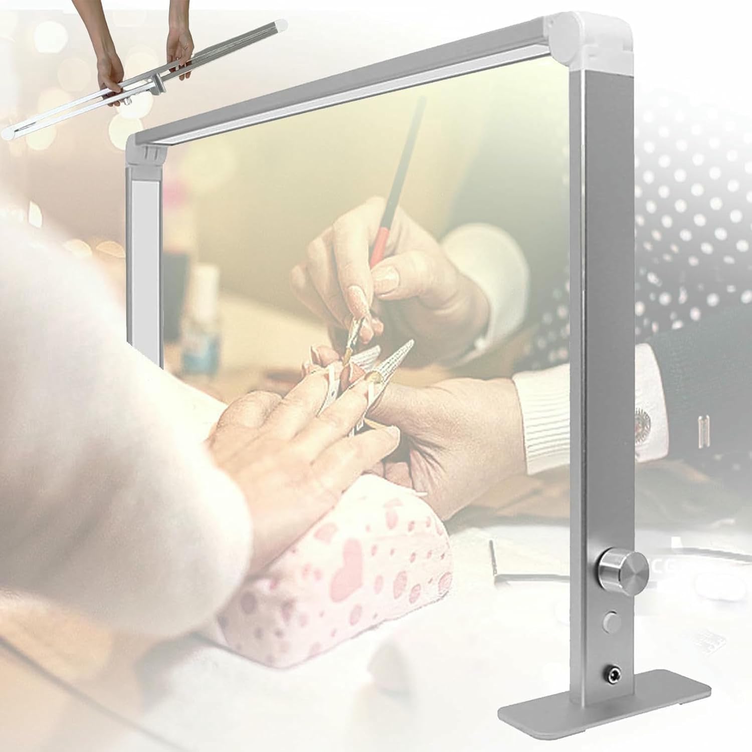 Portable Half Moon Nail Desk Lamp, Foldable LED Nail Tech Lamp, 36w Adjustable Brightness, Manicure Desk Light, Lash Lamps, Gifts for Women