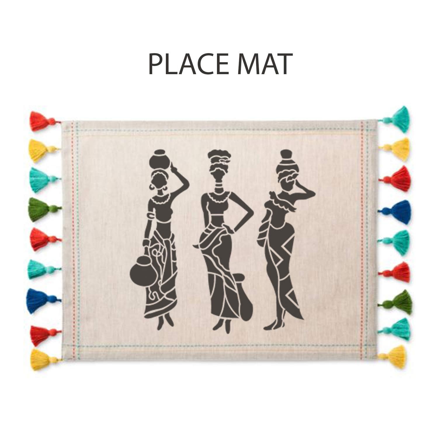 CrafTreat Reusable Tribal Wall Stencils - Pose with Pot - DIY Art & Craft Stencils - African Tribal Stencil - 2x12 Inches