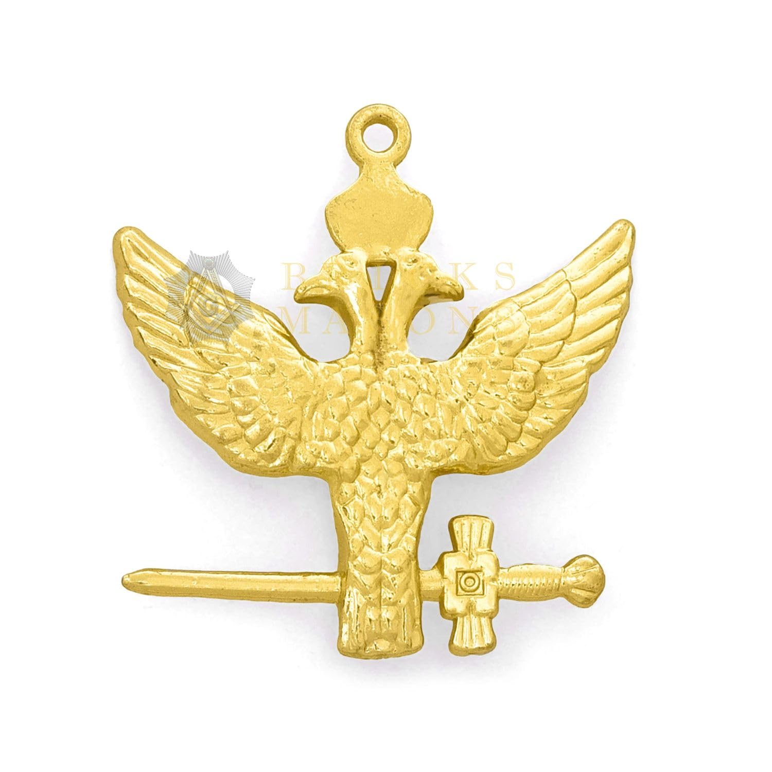 BRICKS MASONS 33rd Degree Rose Croix Scottish Rite Collarette Jewel - Wings Up Gold Plated