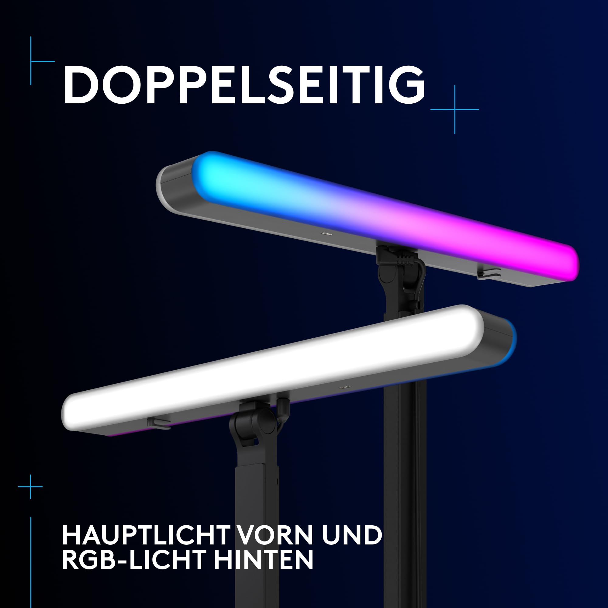 Logitech G Litra Beam LX doppelseitiges Premium-RGB-LED-Streaming-Hauptlicht mit TrueSoft, für Streaming und Broadcasting, LIGHTSYNC, Bluetooth, USB, PC/Mac – Grafit