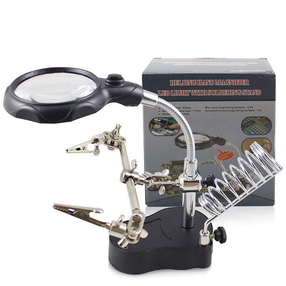 Station de soudure avec loupe mains libres LED ELQ pour bricolage