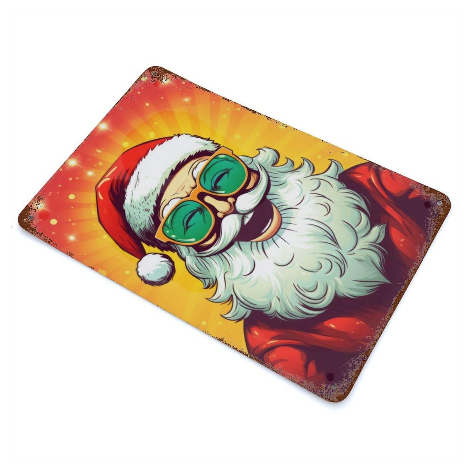 Santa Christmas Vibes Retro Metal Sign 11.8"x7.9", Classic Wall Plaque for Garage, Pub Or Kitchen