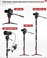 Vista 41 de IFOOTAGE 71 "fibra de carbono cámara monopod profesional telescópica video monopods base trípode compatibilidad cámaras réflex cámaras videocámaras