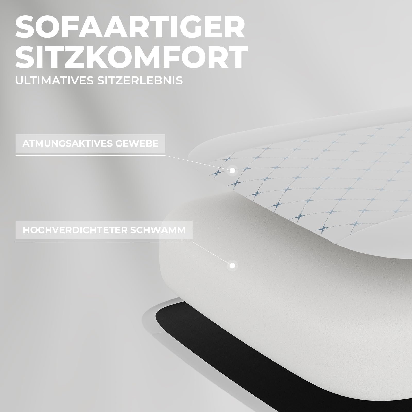 Gaming Stuhl, Ergonomischer Bürostuhl mit Fußstütze & Lordosenstütze, Höhenverstellbarer Schreibtischstuhl für Erwachsene, PC Gaming Stuhl für E-Sports, E-Sport, Streaming und Homeoffice