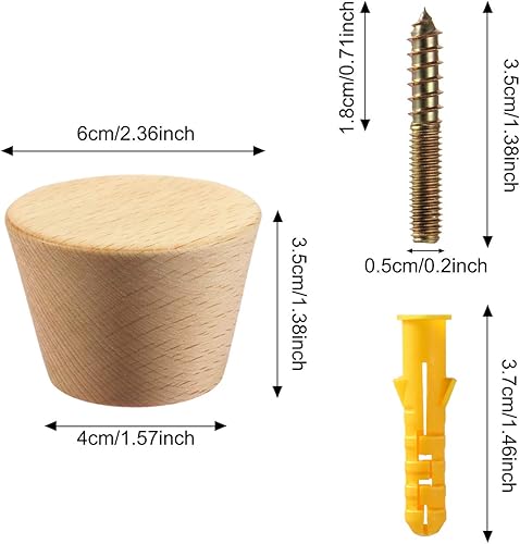 Miniatura 2 de Shappy 6 ganchos de madera para colgar abrigos, sombreros y bolsas, para colgar en la pared, para colgar abrigos, sombreros, bolsas