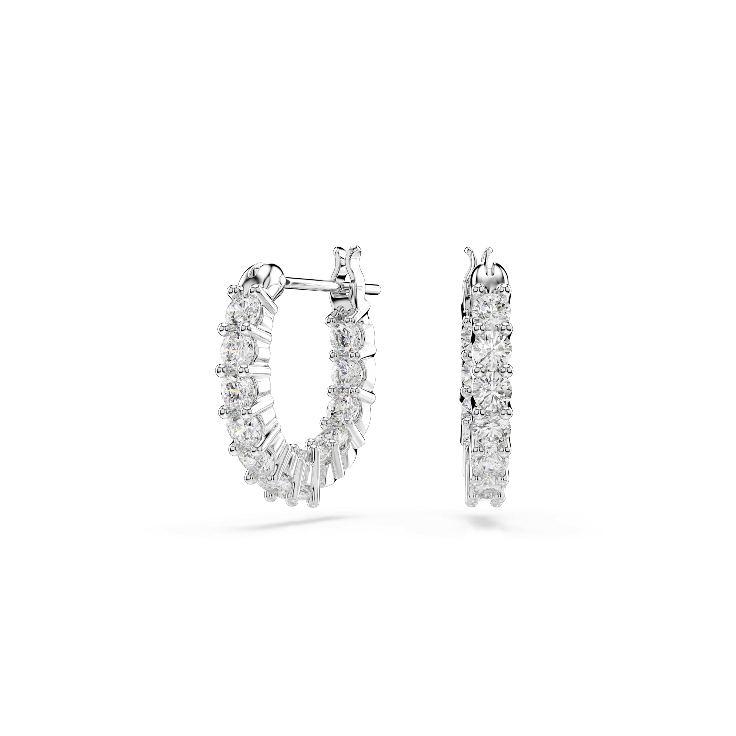 Swarovski Vittore hoop earrings, White, Rhodium plated