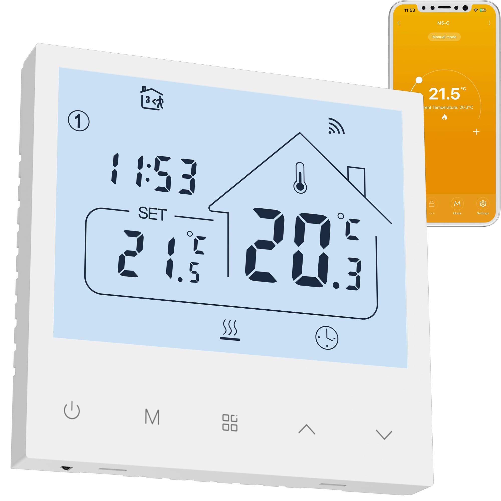 Termostato Wi-Fi per caldaie a gas e valvole Supporta la programmazione giornaliera con controllo vocale compatibile con Alexa e Google Assistant Adatto per sistemi Tuya/Smart Life (220V 3A TOL48-WPB)