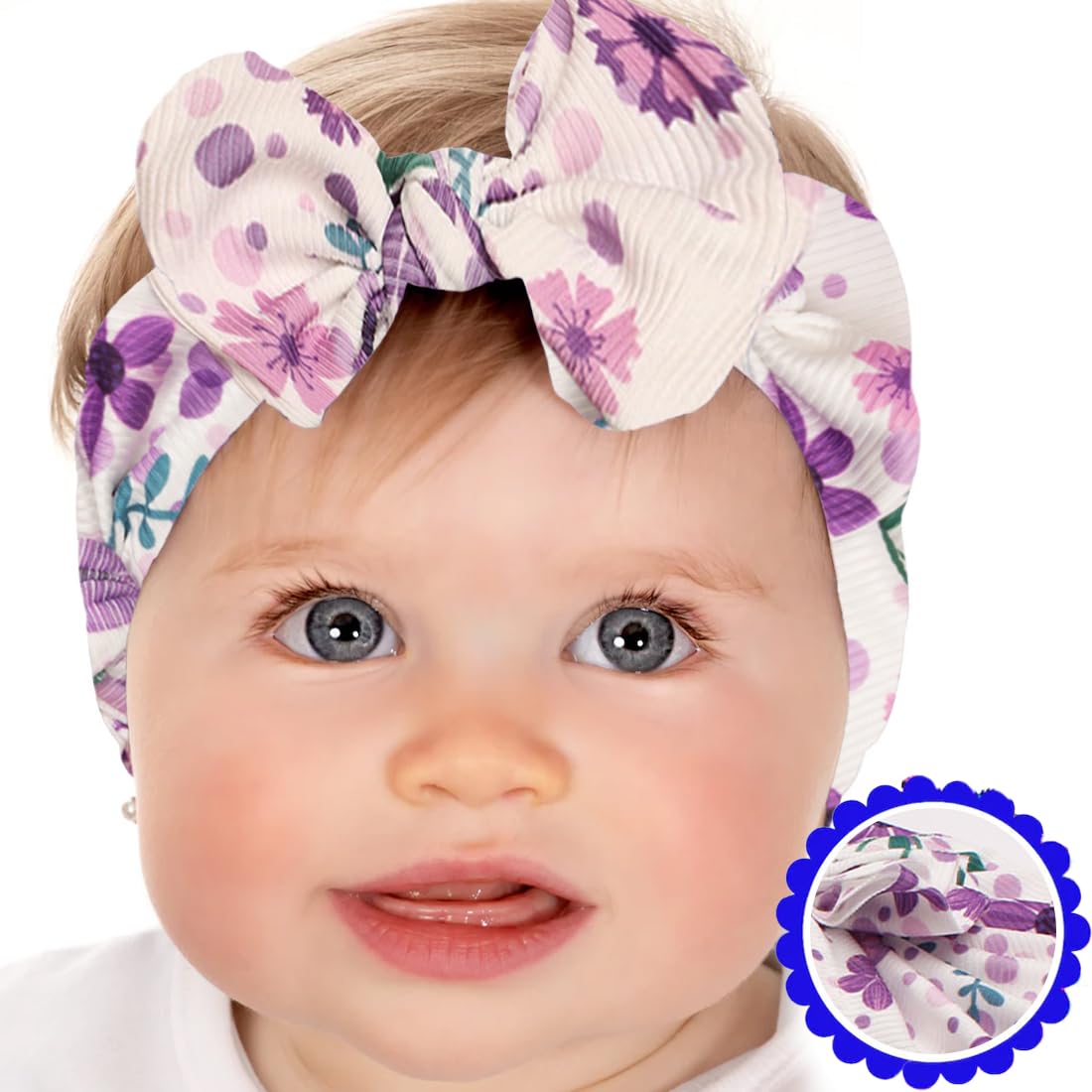 2 Pezzi fascia capelli neonata Fascia Capelli Bambina, Nylon Fasce Capelli Neonata Fiore Fascia Elastica per Capelli Accessori per Capelli per Nascita Bambina Femmina,fascia neonata capelli