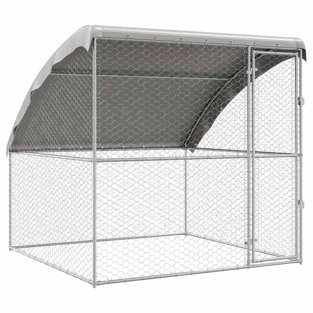 vidaXL Refugio para Perros Plateado 2 x 2 x 2 m Acero galvanizado, Refugio para Perros Elegante, Resistente a Climas, Casa Minimalista, Gran Perrera de Acero para Mascotas