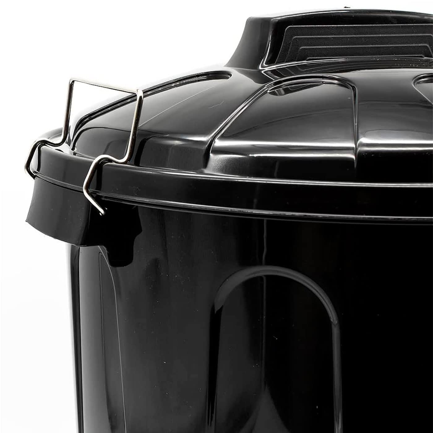 Acan Tradineur - Poubelle avec couvercle et poignées métalliques, conteneur de déchets en plastique, poubelle, recyclage, industriel, fabriqué en Espagne (Noir, 51 litres)