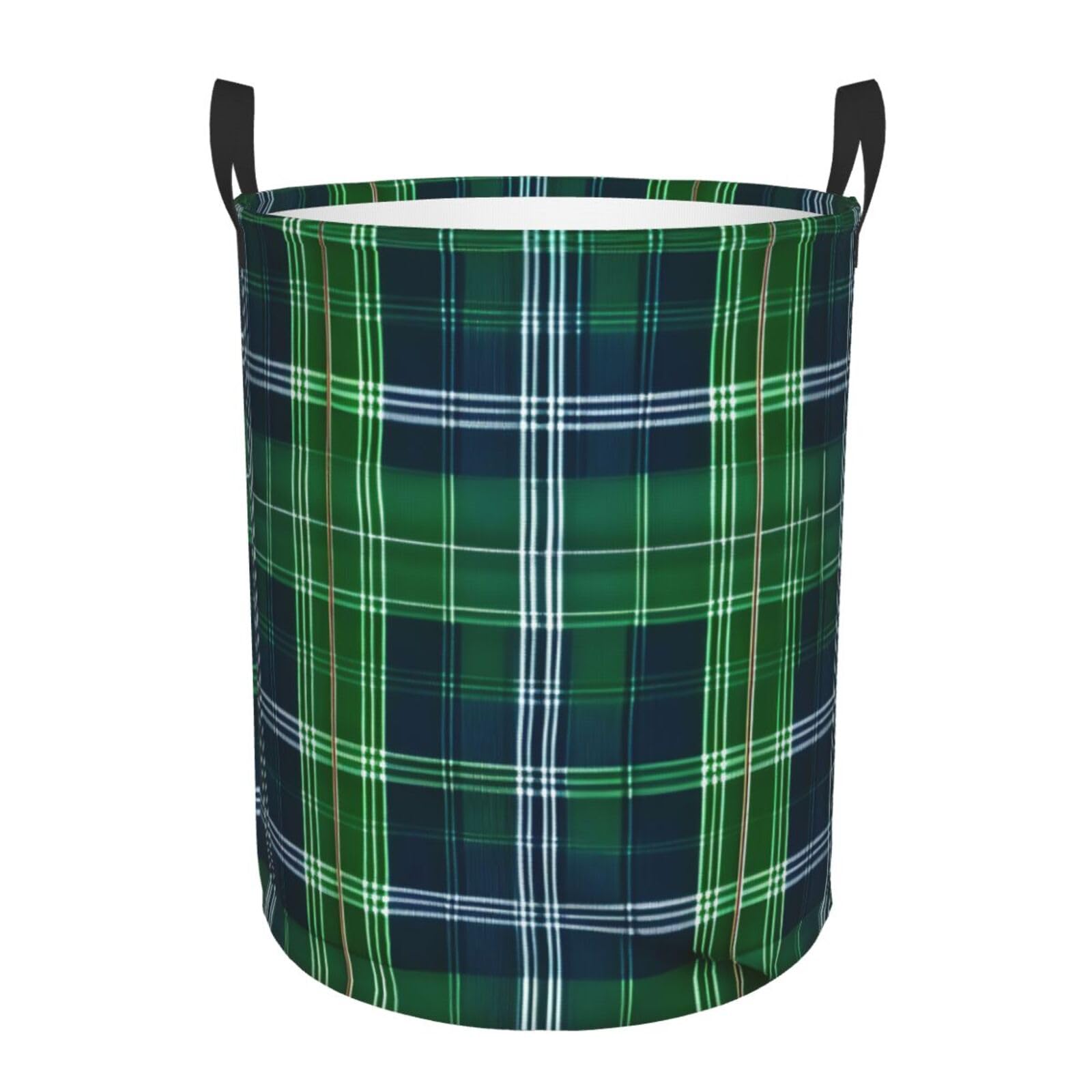 Grand panier à linge écossais tartan bleu : grand sac de rangement pour couette et linge