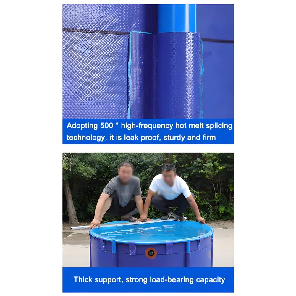 Estanque plegable de PVC resistente para peces - Ideal para el cultivo de carpas koi, jardines acuáticos y paisajismo de patios traseros - Estructura reforzada, diseño redondo para uso sobre el suel