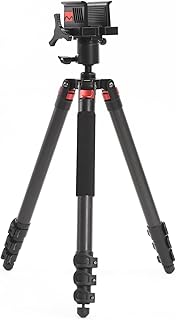 Carbon Fiber Tripod with Heavy Duty Construction, 360 Degree Ball Head, Quick-Release Arca-Swiss Mount System, and Optics Plate for Hunting, Shooting, Glassing, and Outdoors - EBODSJR