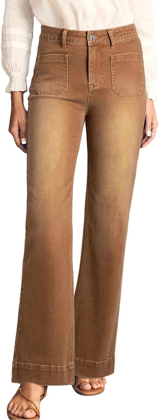 Women's Wide Leg Jeans High Waisted Stretchy Straight Leg Jeans Loose Trendy Denim Pants with Pocket