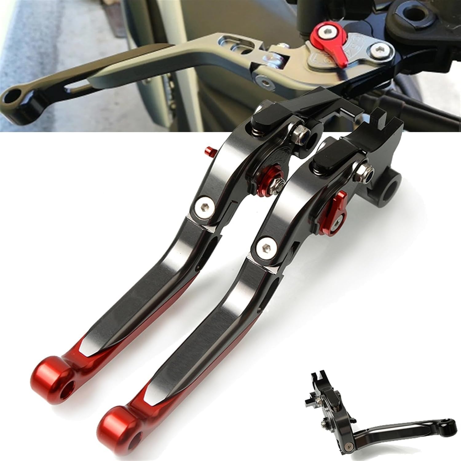 Per MT125 MT-125 2015 2016 2017 Accessori Moto Estendere Regolabile Maniglia Pieghevole Leve Freno Frizione Leve (Colore: Nero)
