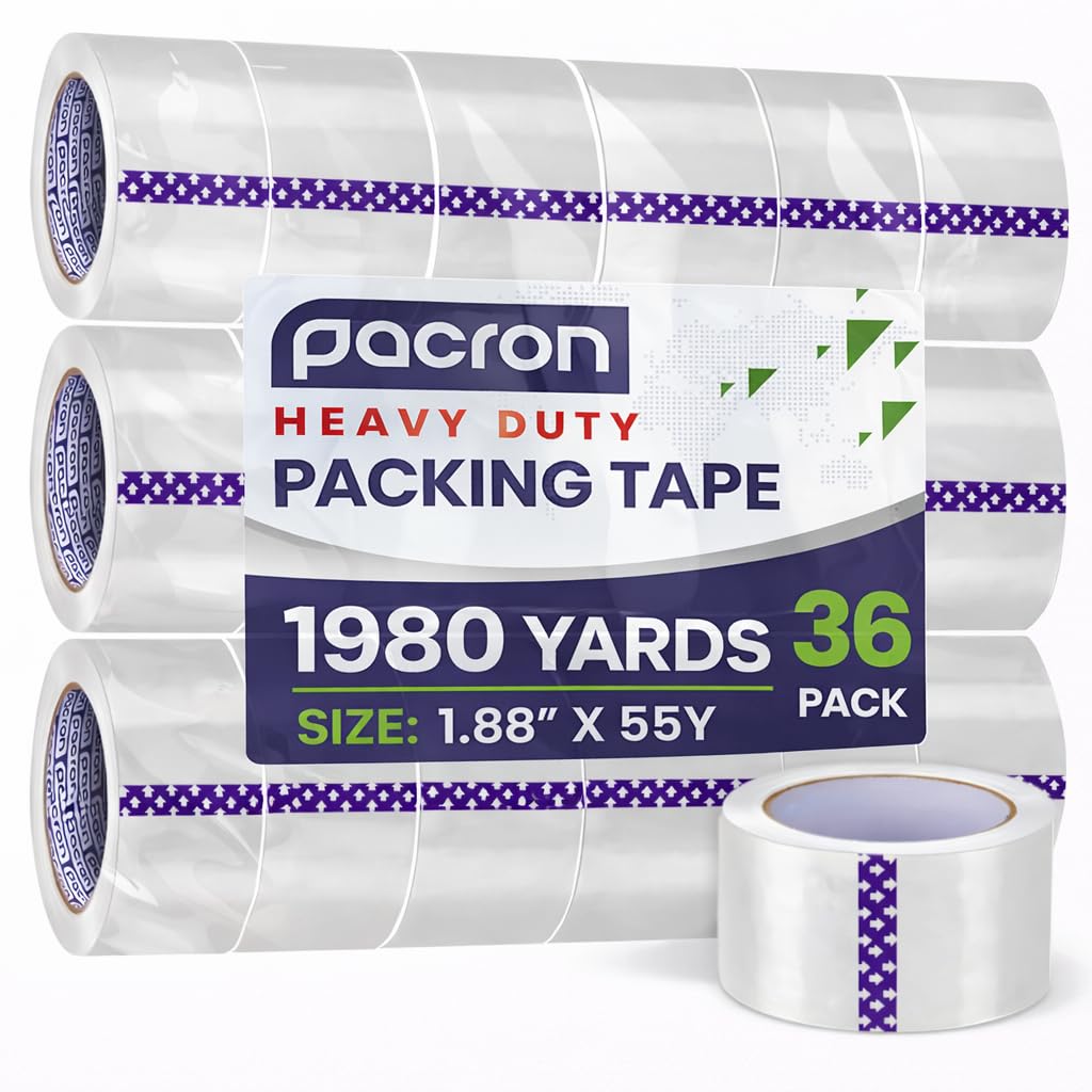 Clear Packing Tape 2.7MIL Thick - 36 Heavy-Duty Wrapping Tape - 55-Yard Length, 1980 Total Yards 1.88-Inch Wide Strong Adhesive Rolls for Moving,