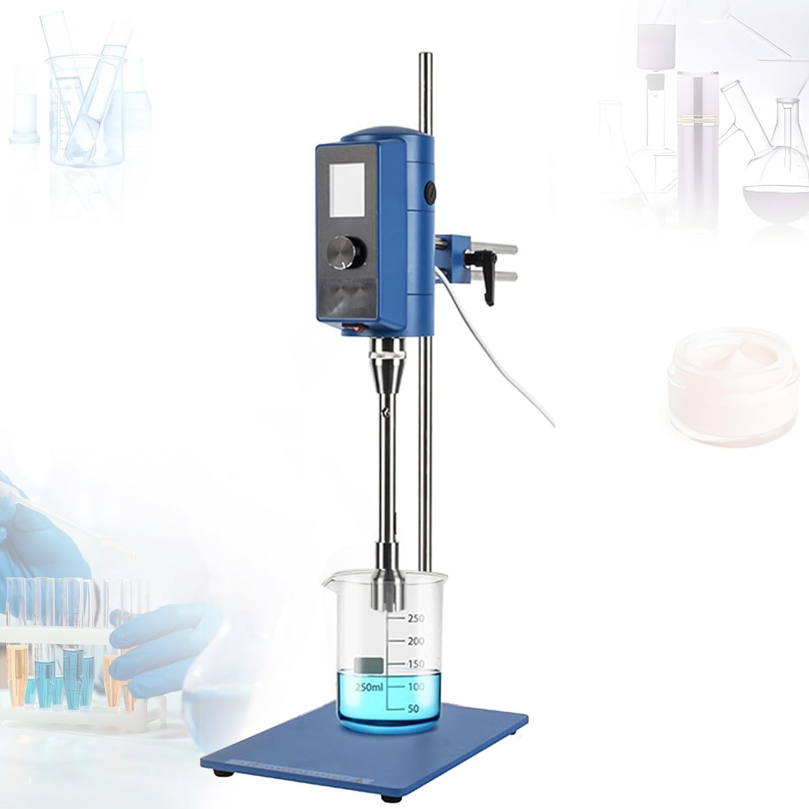 Cyfrowy mikser homogenizujący o mocy 500 W, z wyświetlaczem LCD, regulowana prędkość 2000-28000 obr./min, dla 5-800 ml, bezstopniowa regulacja prędkości, do mieszania i homogenizowania proszków 18G