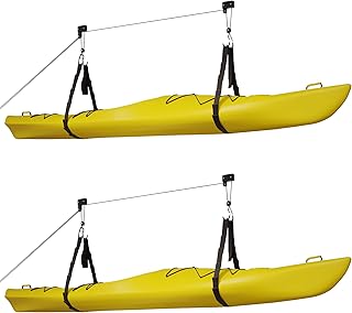 RAD Sportz 83-DT5003 1004 Kayak Hoist Lift Garage Storage Canoe Hoists 125 lb Capacity- Two 2 Pack, Black
