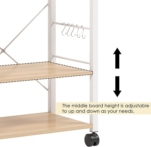 Miniatura 5 de sogesfurniture Estante de cocina de 3 niveles para panadero, soporte para horno de microondas, carrito de almacenamiento, estación de trabajo,