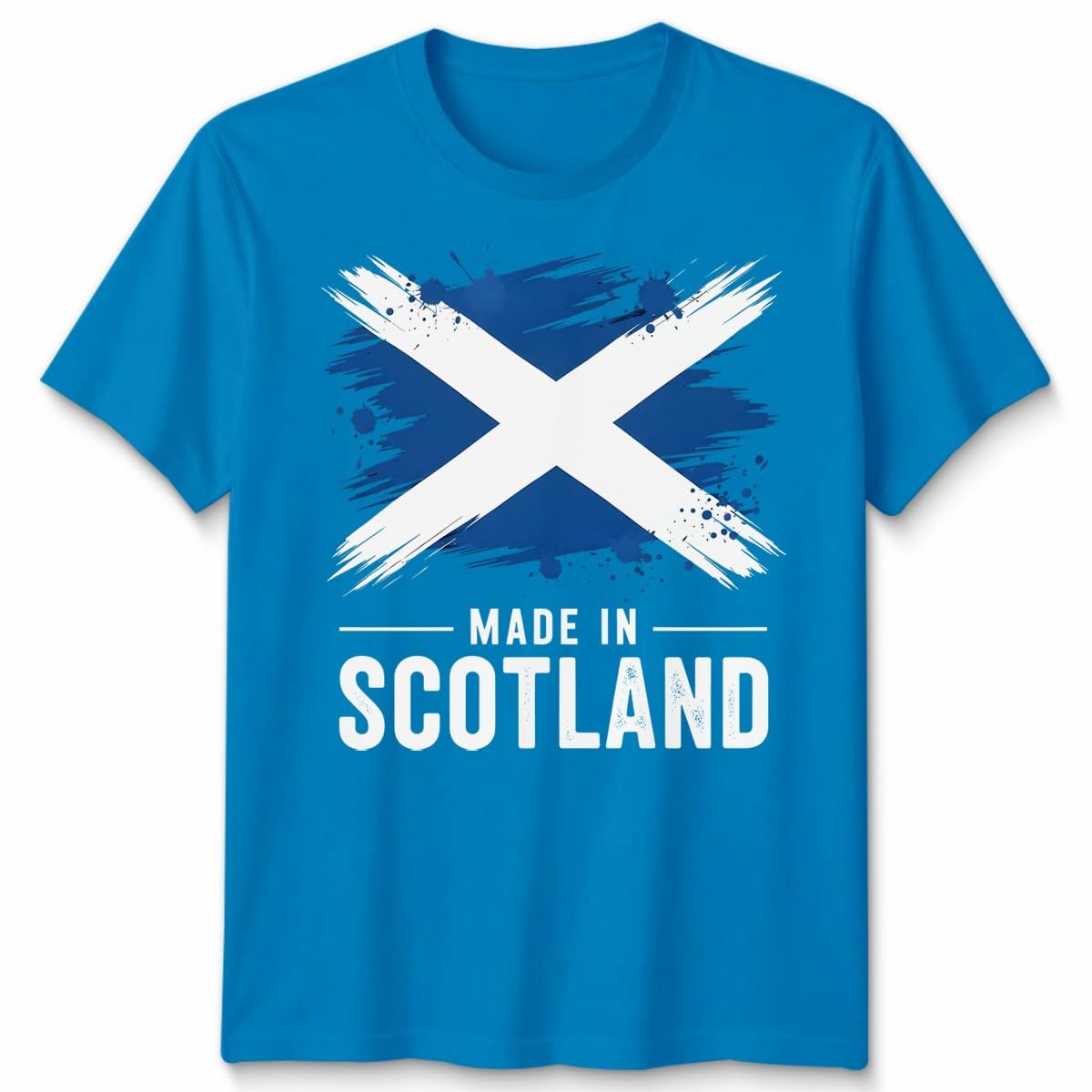 Made in Scotland Unisex T Shirt Scottish Flag Tee Football Rugby Fan Patriot Top Unisex 3XL Azure Blue