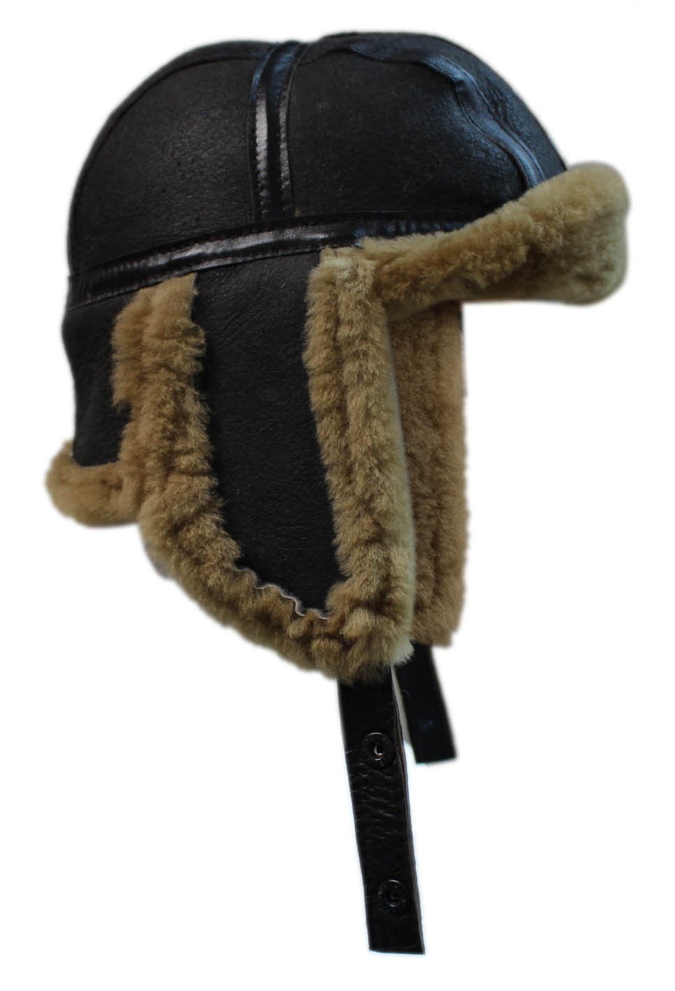 Infinity Leather Men's B3 Brown Ginger RAF Aviator Sheepskin B-55 WW2 Trapper Flying Hat M