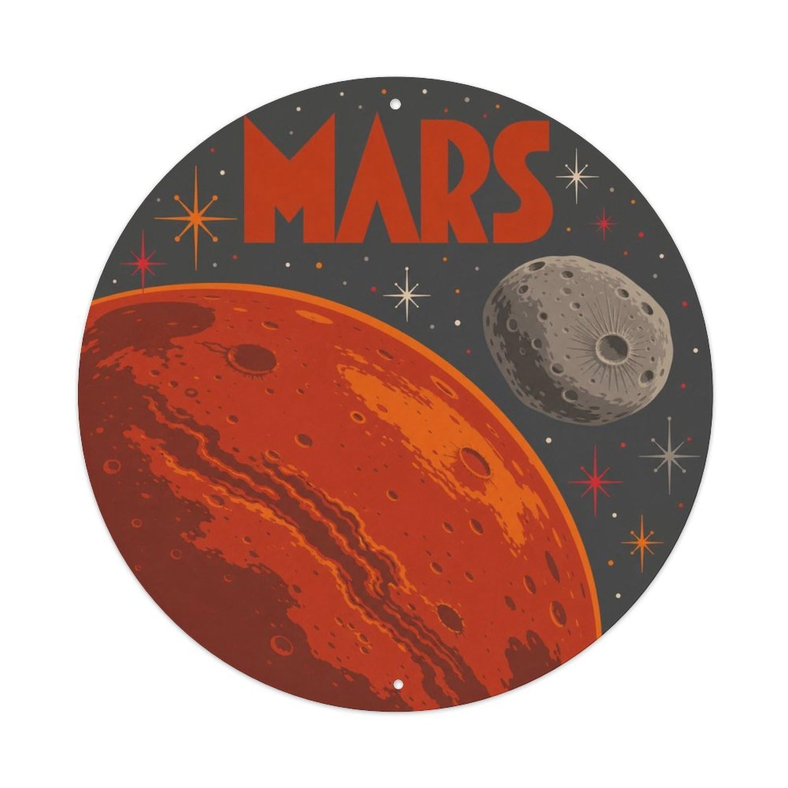Celestial Mars Red Planet Deep Space Planetary Orbit Metal Tin Sign