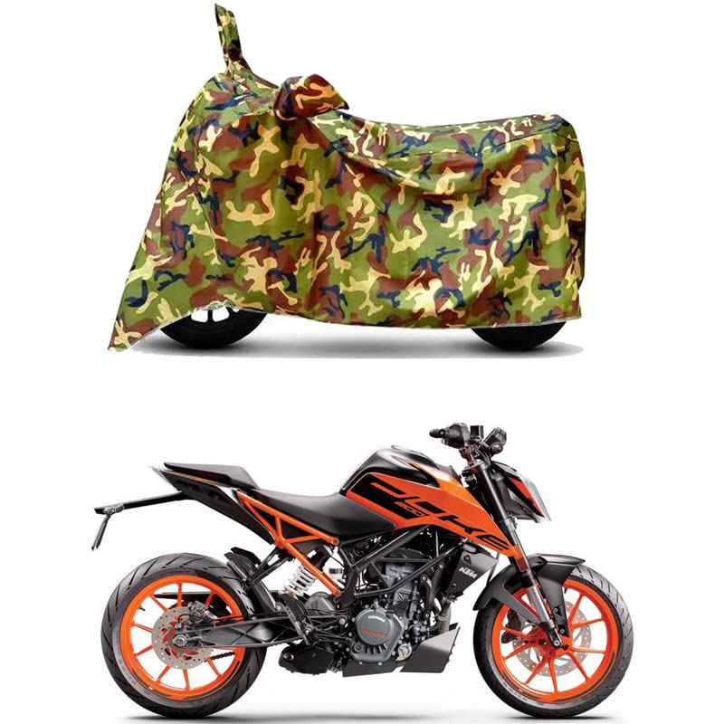 Image of Waterproof 100% PVC Coated Full Bike Scooty Two Wheeler Body Cover Compatible for KTM 200 Duke BS6 /UV-Rays /Heat Protection /Birds Dropping /Scratchproof /Dust Proof [6X6 Jungle Print]