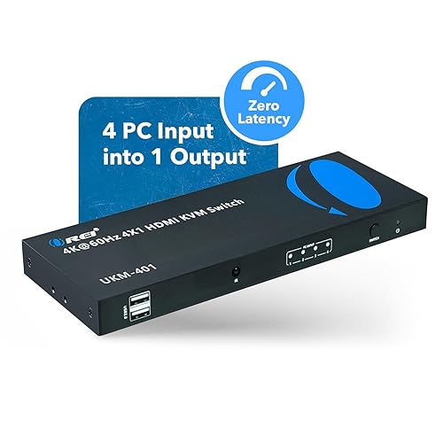 Miniatura 4 de OREI Conmutador KVM HDMI USB 2.0 4x1 4K60Hz con control RS-232  4 computadoras 1 monitor  HDMI 2.0 y HDCP 2.2 (UKM-401)