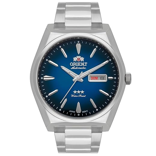 RELOGIO ORIENT AUTOMATICO AZUL METAL PRATA F49SS013NH D1SX