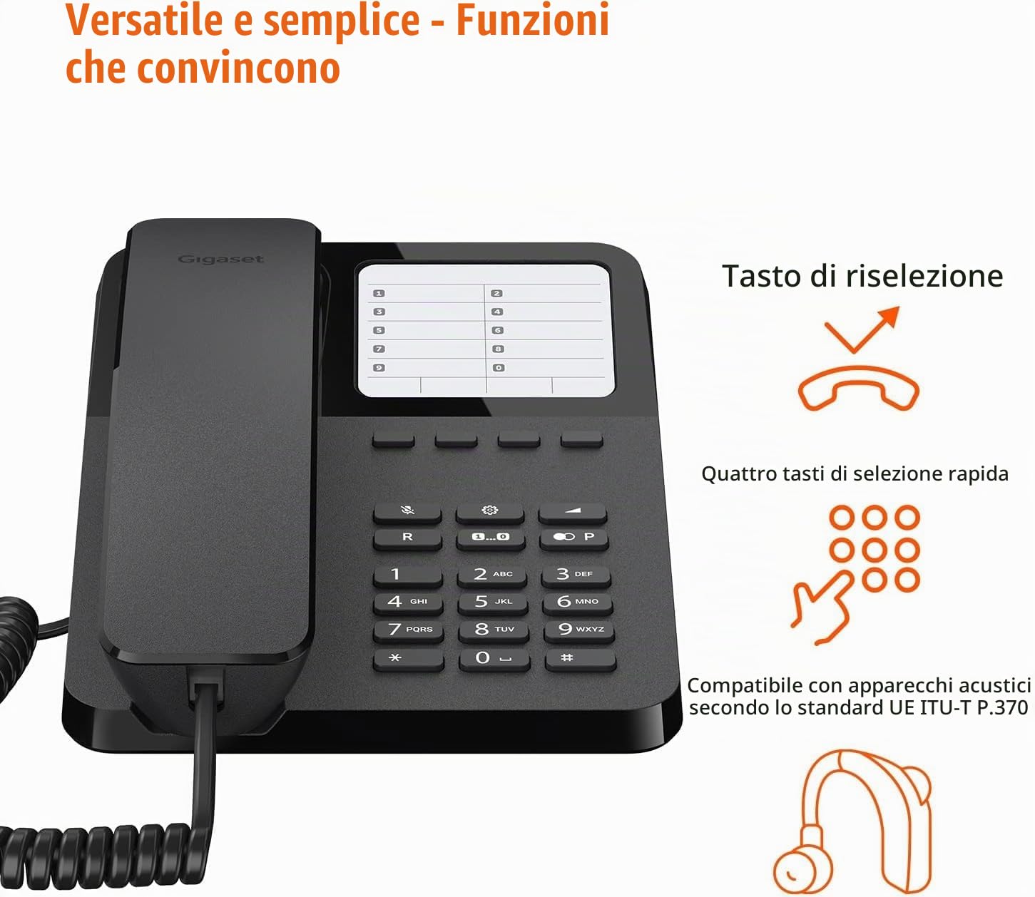 Gigaset DESK 400 Telefono analogico Nero (Desk 400 Analog Telephone - Black - Warranty: 12M)