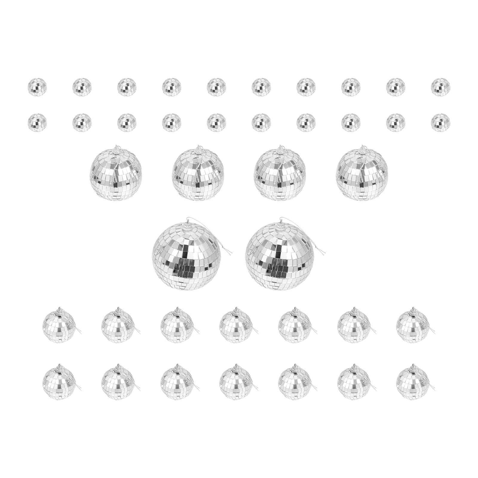 40 Boules Miroir Argentées à Suspendre pour Décoration de Mariage et Fête, Design Classique en Verre Boucle, Reflet Lumineux pour Décorations de Gâteau