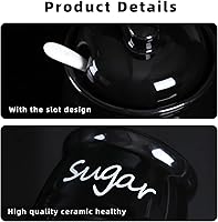 Vista 4 de ONTUBE Azucarero de cerámica con tapa y cuchara 12oz (negro)