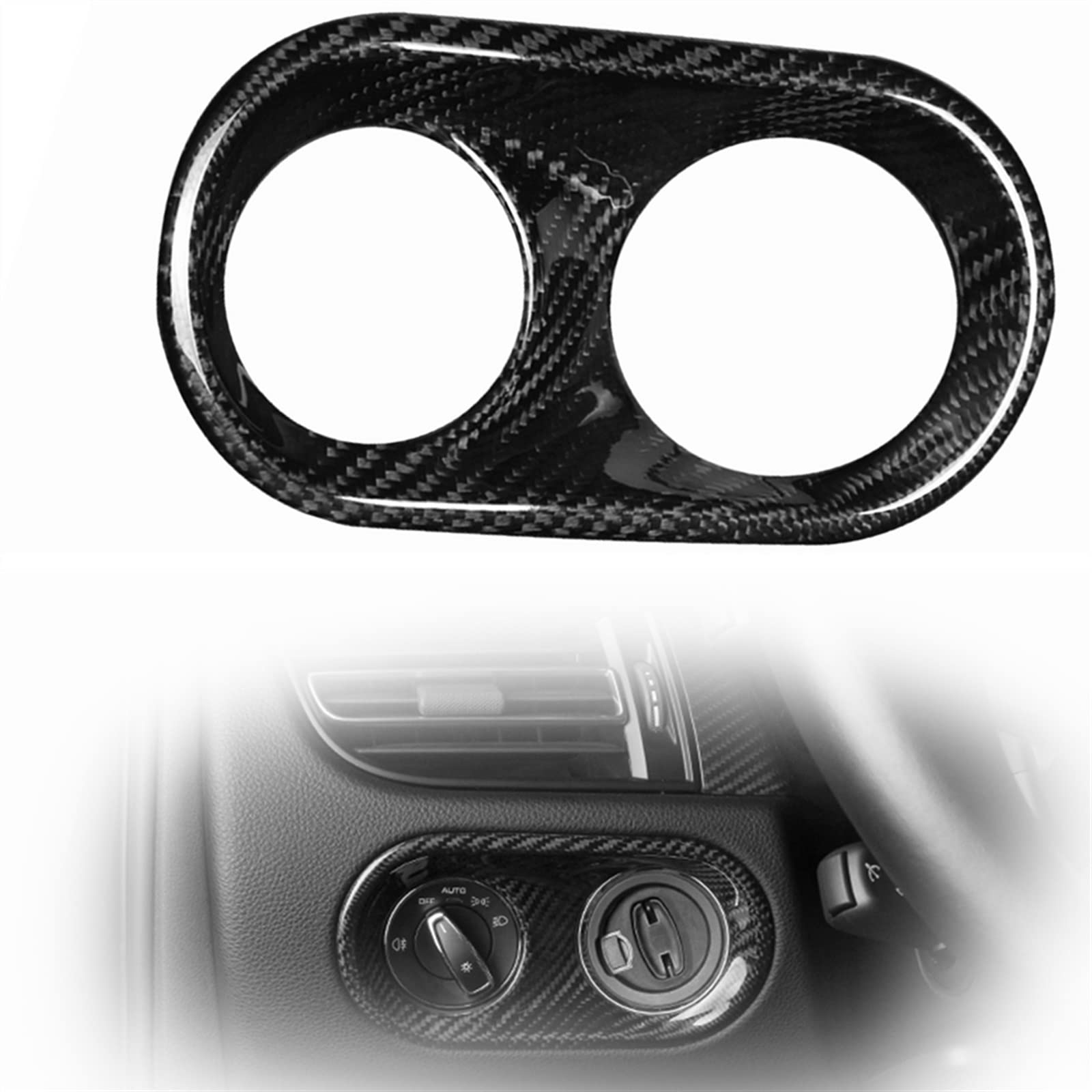 Fibra De Carbono Auténtica para para Macan 2014-2020, Cubierta Botón para Interruptor Faro, Embellecedor Delantero, Tira Adhesiva para Marco Llave