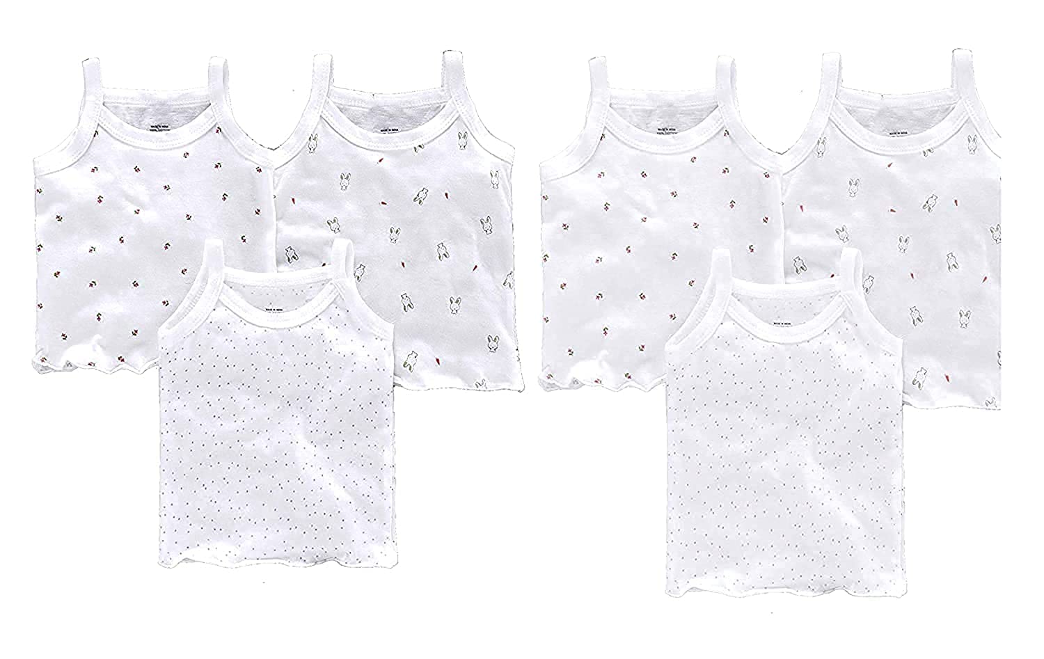 Baby CollectionBaby Pure Cotton Printed Vest Inner wear Unisex Baniyan Undershirt Baby Combo ( Pack of 6 )