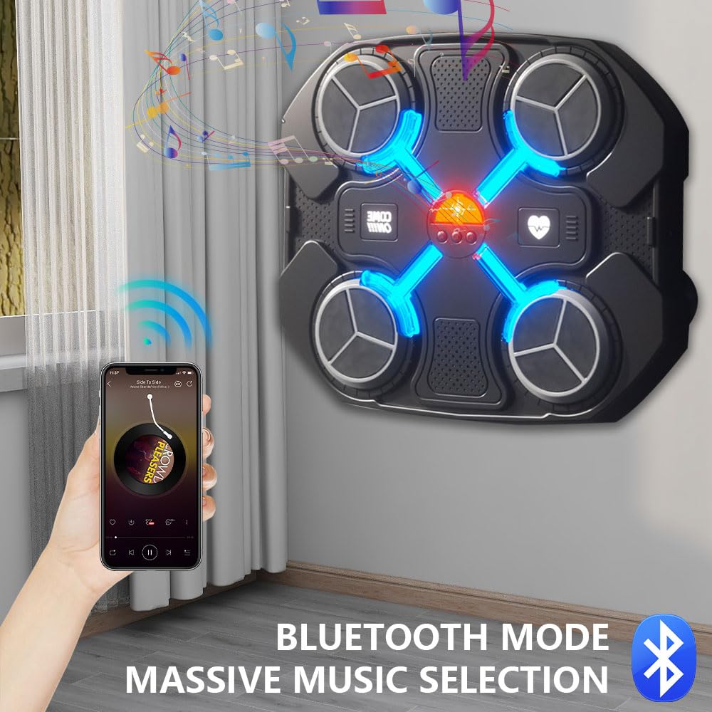 Music Boxing Machine Bambini, Macchina da Boxe Musicale Intelligente, 3 velocità Boxe Musicale da Parete, con Guanto da Boxe e Effetti di Luce Ritmici, per Allenamento a Casa dei Bambini Adulti
