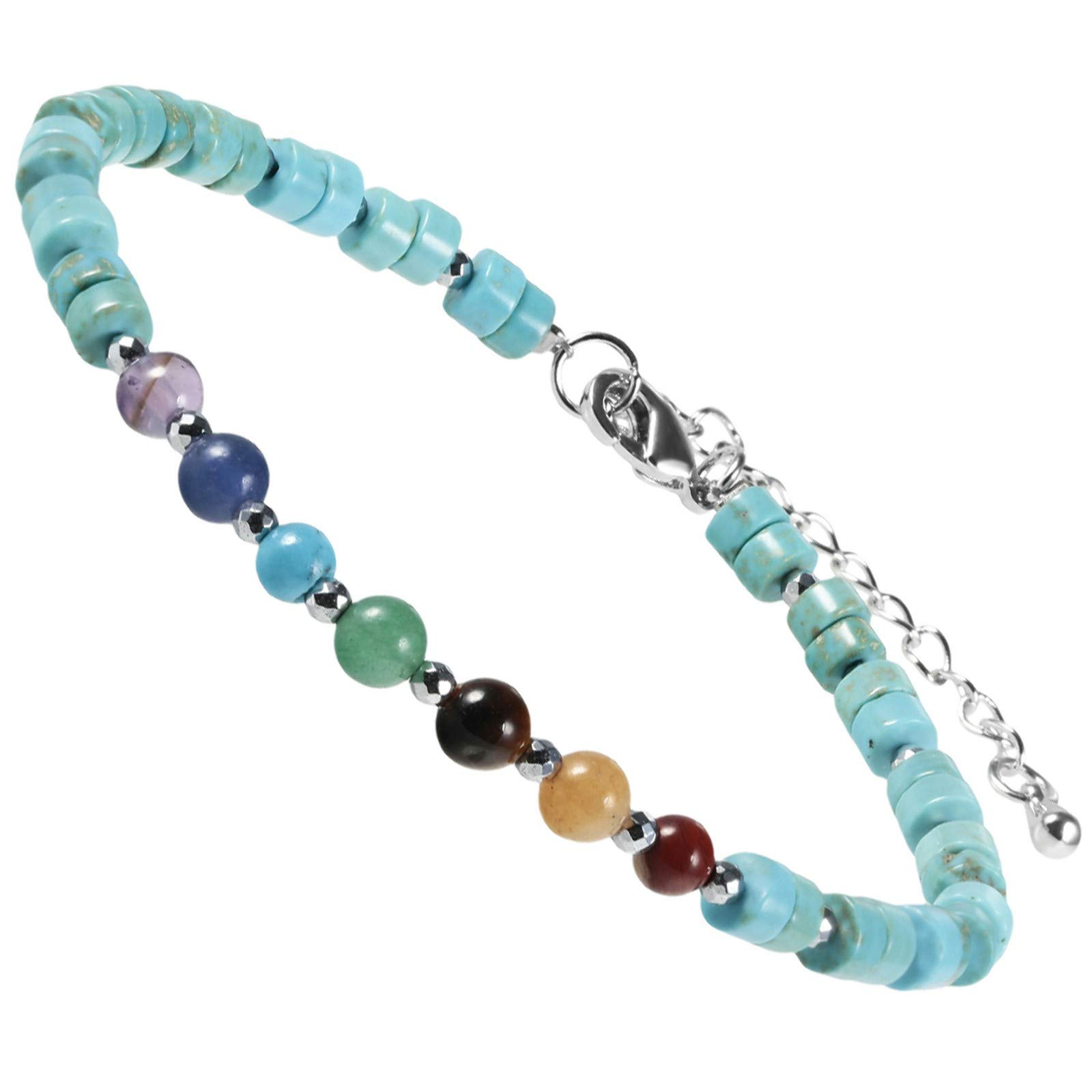 mookaitedecor 7 Chakra Steine Armband für Heilung Yoga Energ