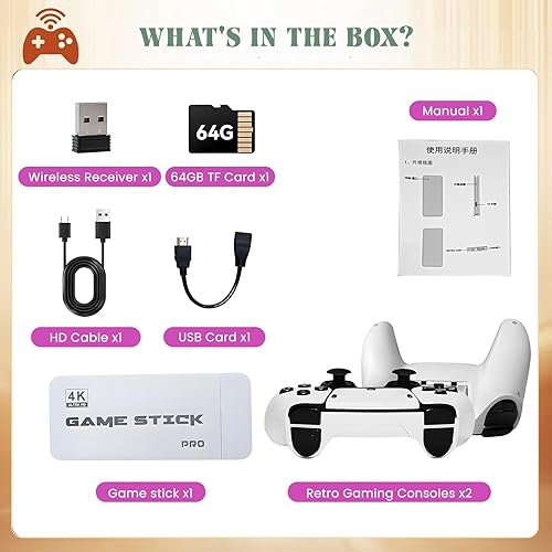 Miniatura 7 de Retro Gaming Console Stick New Upgraded TV Games Plug and Play with 23 Built-in Emulators, 20,000+ Retro Games, 4K HDMI Output, Dual 2.4GHz Wireless
