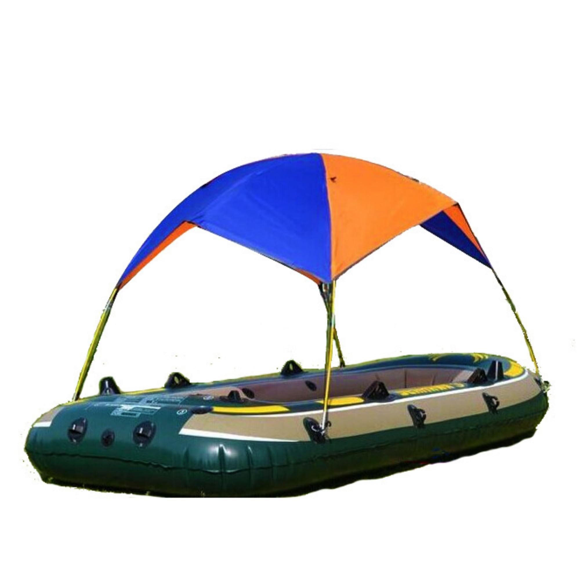 Sonnenschutz-Markise für Schlauchboote, Blau/Orange, für 4-5 Personen, mit Zeltstangen und Befestigungszubehör (Orange)