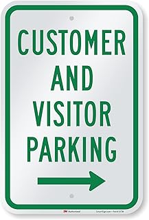 SmartSign "Customer and Visitor Parking" Sign with Right Arrow | 12" x 18" 3M Engineer Grade Reflective Aluminum