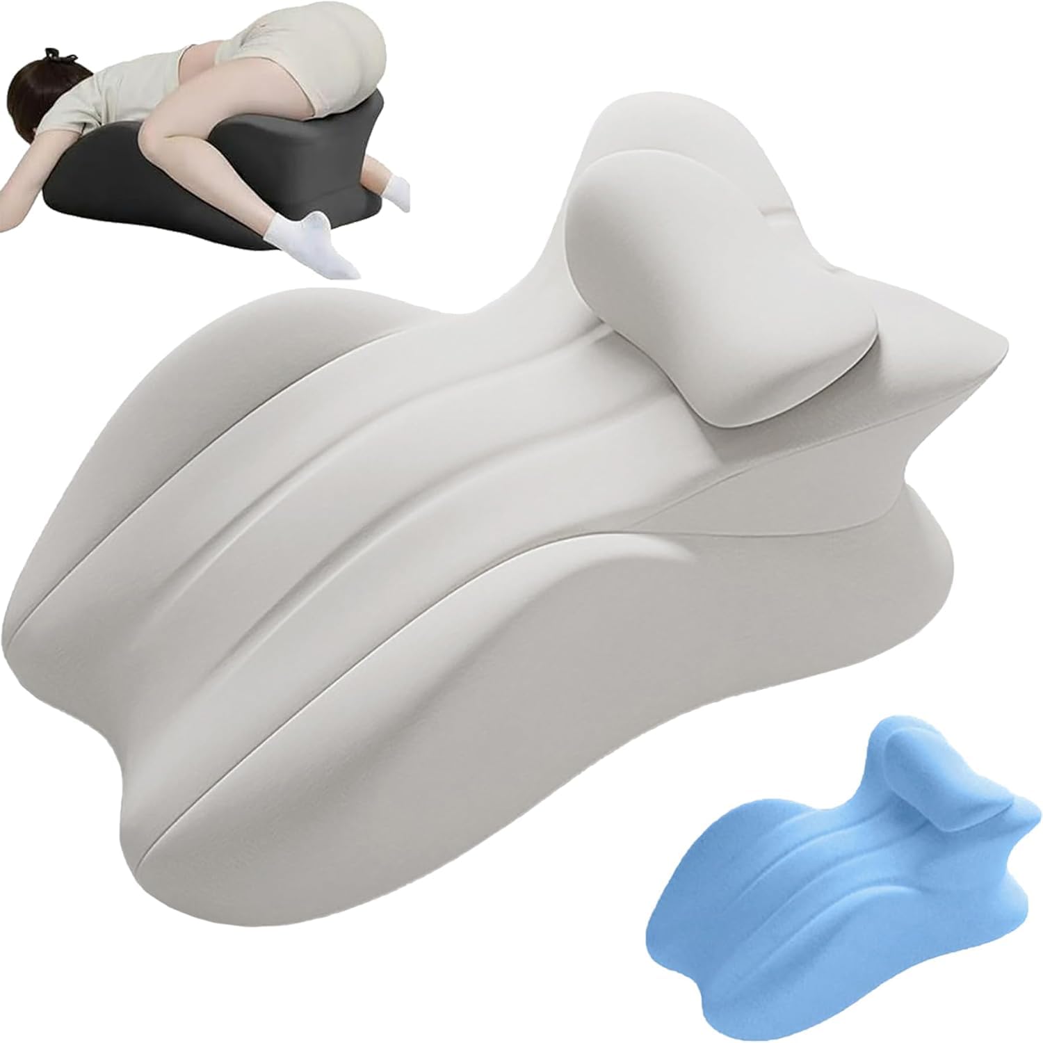 Wedge Pillow for Couples Intimacy, Ergonomic Memory Foam Butt Cushion with Low-Profile Design for Adults, Provides Intimacy Support for Sitting or Lying (Light Grey)