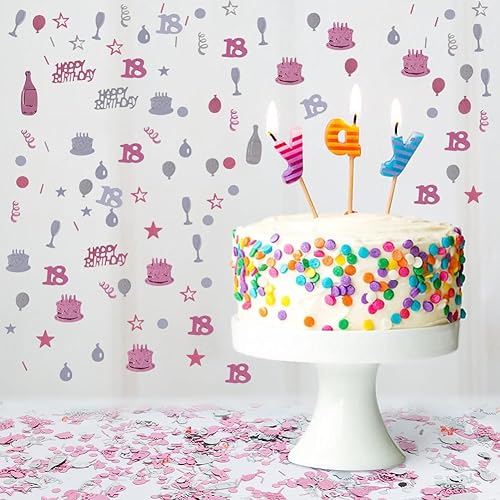 Miniatura 5 de OSDUE Confeti de feliz cumpleaños plateado de oro rosa de 1.06 oz, confeti de pastel de cumpleaños de 18 años, confeti metálico de papel de