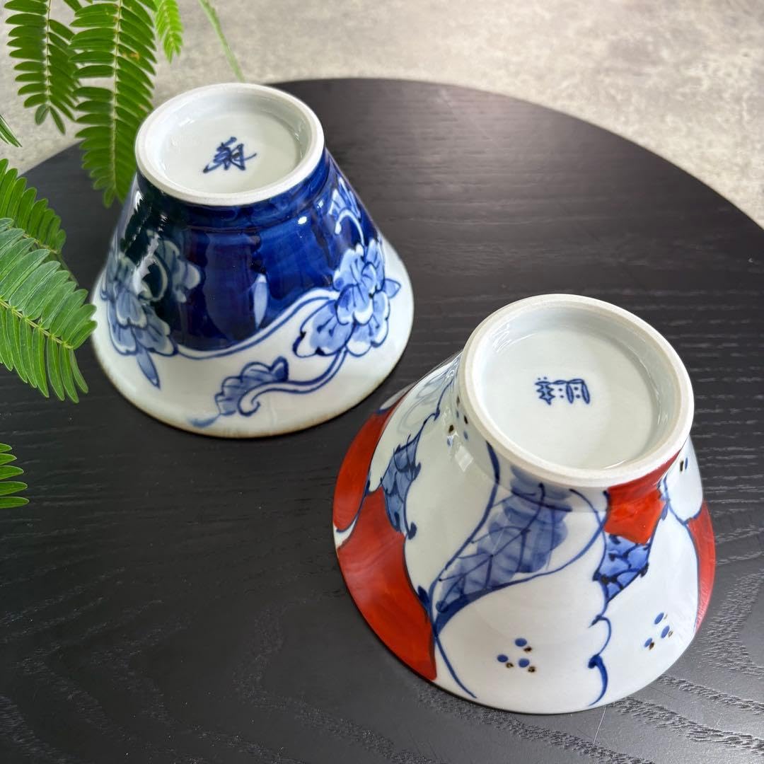568碗　2柄　赤絵ザクロ　ボタン唐草　赤　青　飯碗　夫婦茶碗　ペア 羽食器 Amazon | 568碗 2柄 赤絵ザクロ ボタン唐草 赤 青 飯碗 夫婦茶碗 ペア