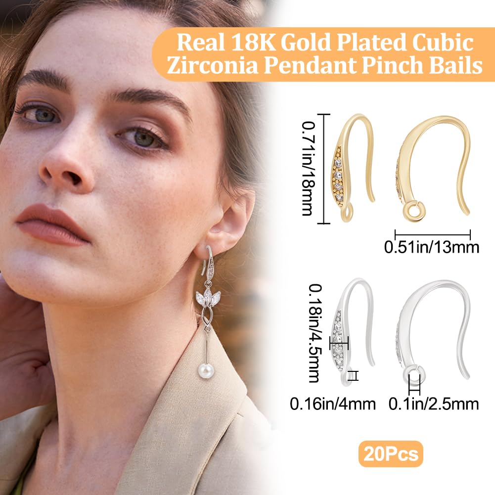 Beebeecraft 1 Doos 12Pcs Oor Haken 18K Verguld Messing En Platina Plated Messing Zirconia Lever Back Oor Draden Met Hangende Loops Voor Vrouwen Diy Sieraden Oorbel Maken Bevindingen