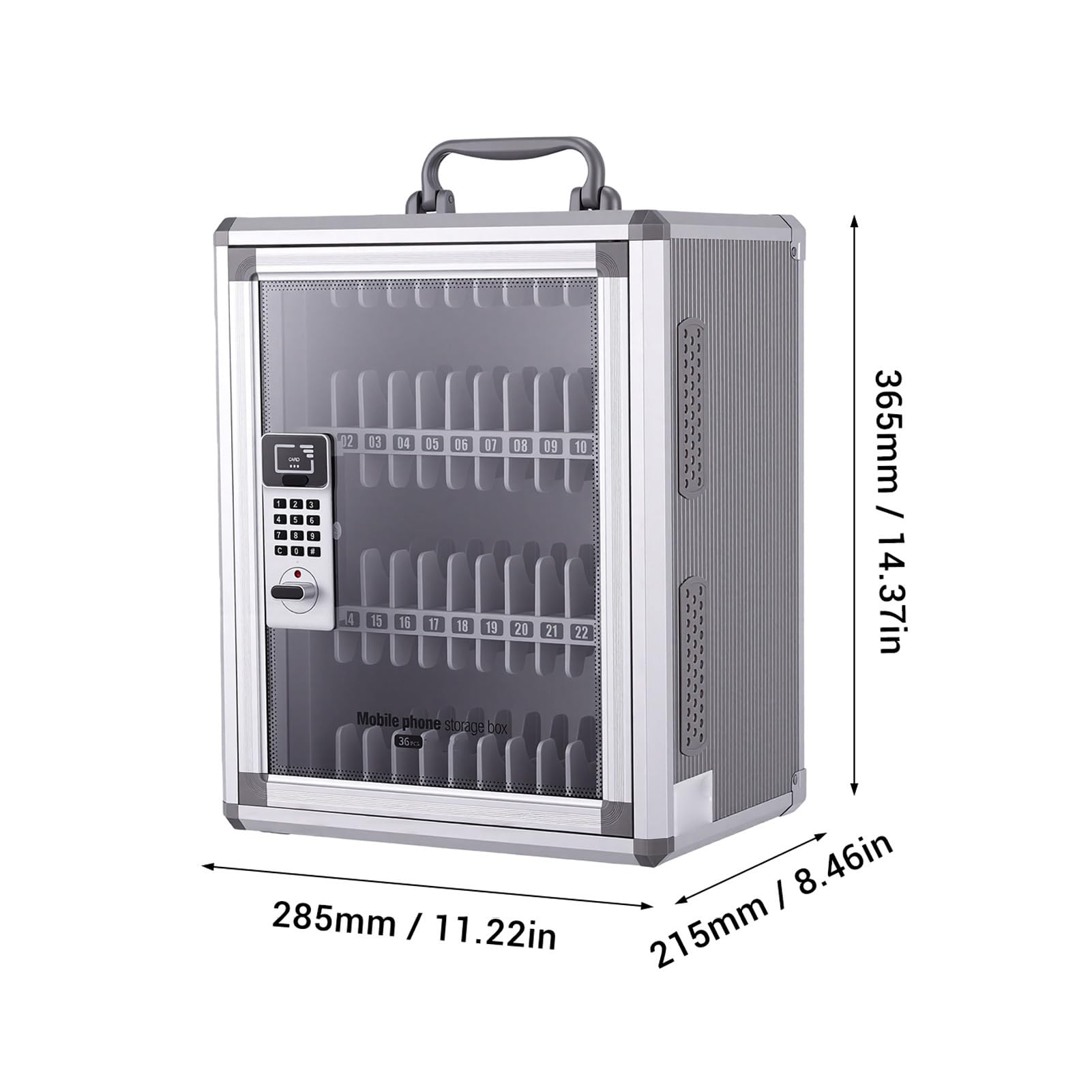 Alomejor Cassetta di Sicurezza per Telefono con 36 Scomparti Archiviazione Elettronica per Uffici Scuole Lega di Alluminio Resistente 285x215x365mm