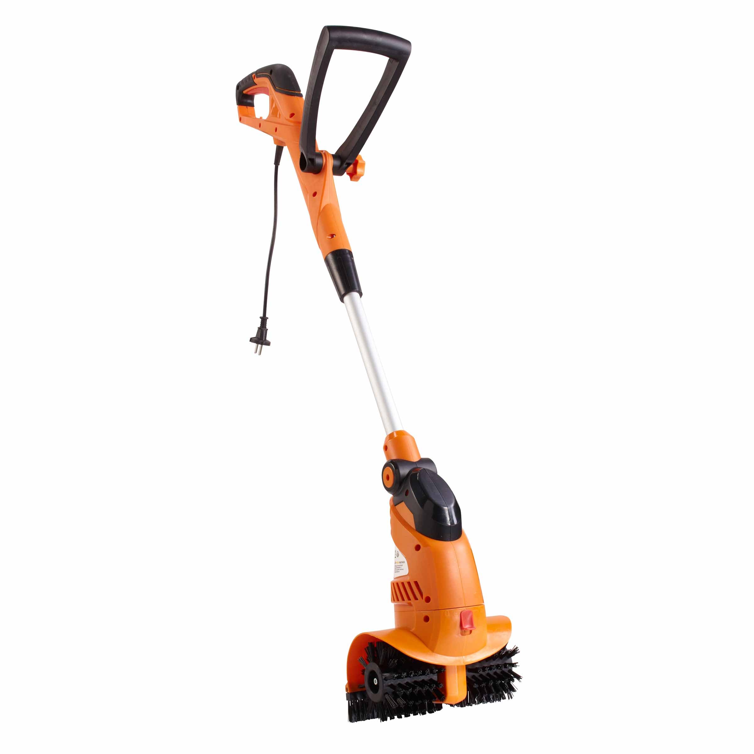 Limpiador de suelo eléctrico con cepillos intercambiables | Para suelos duros y juntas | Incl. Cepillo de nylon y alambre de acero | Mango telescópico, ajustable | 230 V | Para
