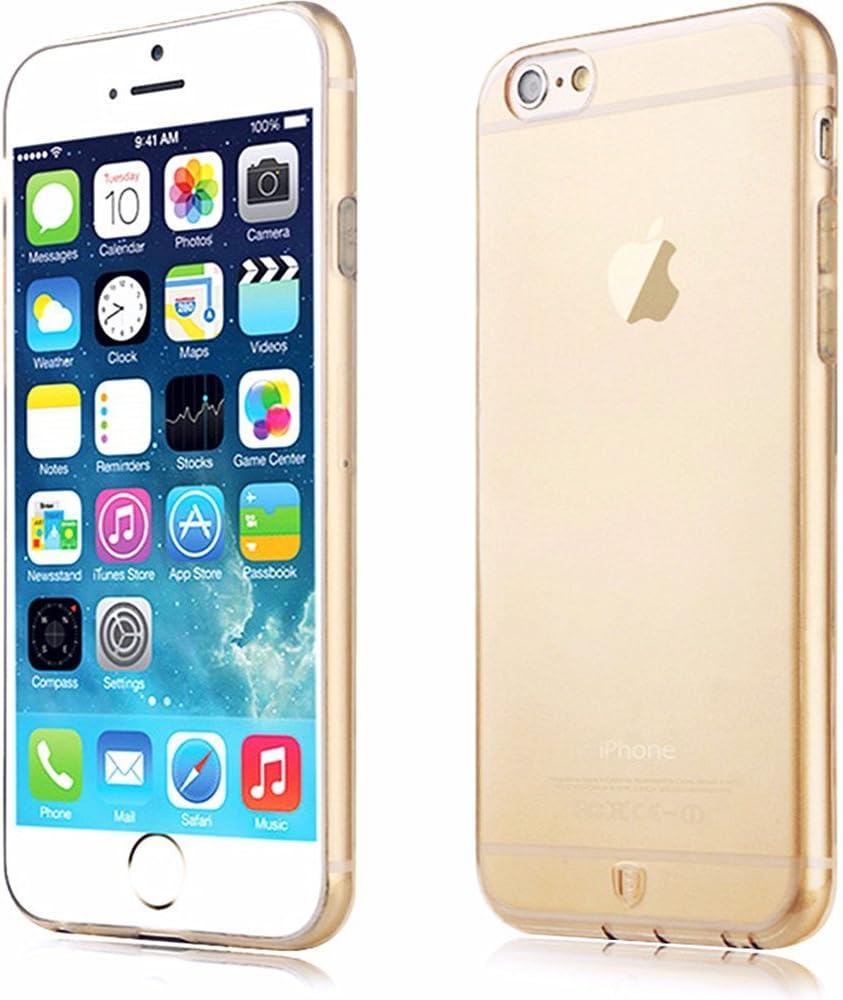 Vandot Accessories Set 0.2mm Ultra Slim Thin Gel Soft Clear Silicone Skin Mobile Phone Case for Smartphone Apple iPhone 6 Plus 5.5 inch Hard Case Back Cover Case Shell Protective Bumper Shell Silicone- Gold - Clear Transprante Crystal clear - Stylish Designer Cases Made from Soft TPU