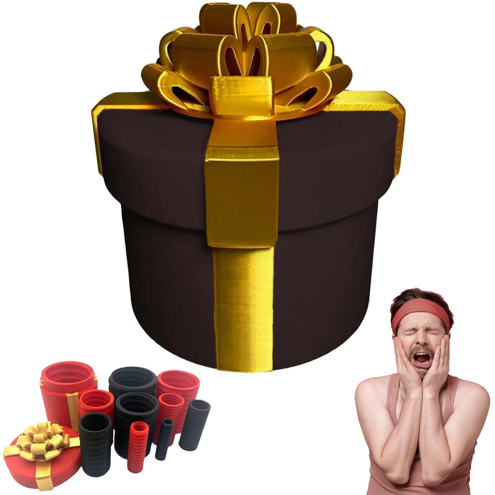 Annoying Gift Box | Prank Box with Nested Screws, The Annoying Present Box - Reusable & Hard to Open Novelty Gift, Fun Christmas & Birthday Gag for Adults, Fun Party Game Challenge (Black & Gold)