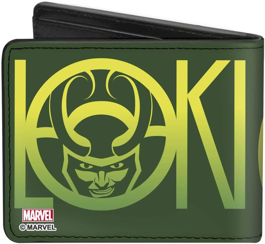 Buckle-Down Men's Standard Bifold Wallet Thor Loki, 4.0" x 3.5"