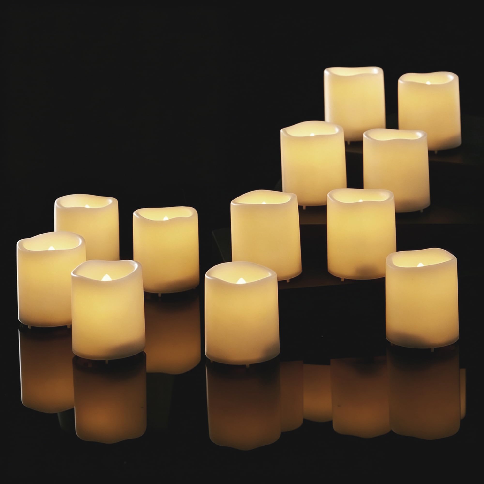 12 Pack LED Flameless Votive Candles, Warm White Glow