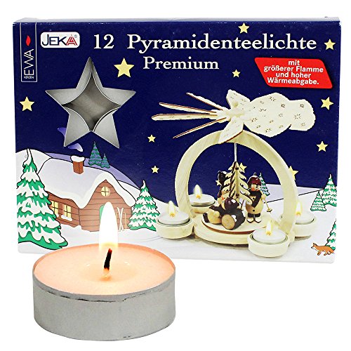 JEKA Ebersbacher Candele Set di 12 Candele a Piramide Speciali con Grande Fiamma per piramidi Luminosi sviluppate 4 x 4 x 17 cm